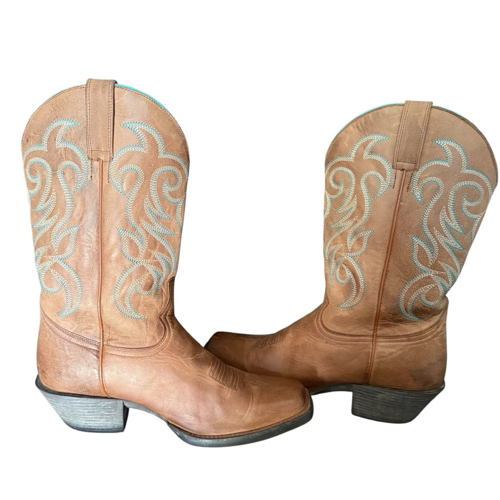 Shyanne Women's Tan Western Boot with Turquoise Stitching Size 11 - Picture 8 of 10
